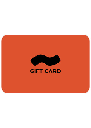 Orange gift card with a black logo and text on a white background